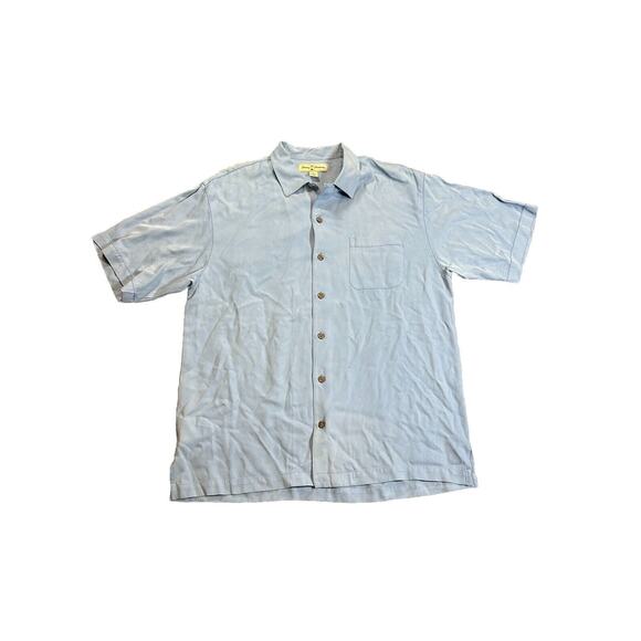 Tommy Bahama Men's Baby Blue Silk Short Sleeve Button Front Shirt Sz Medium M - Picture 1 of 6
